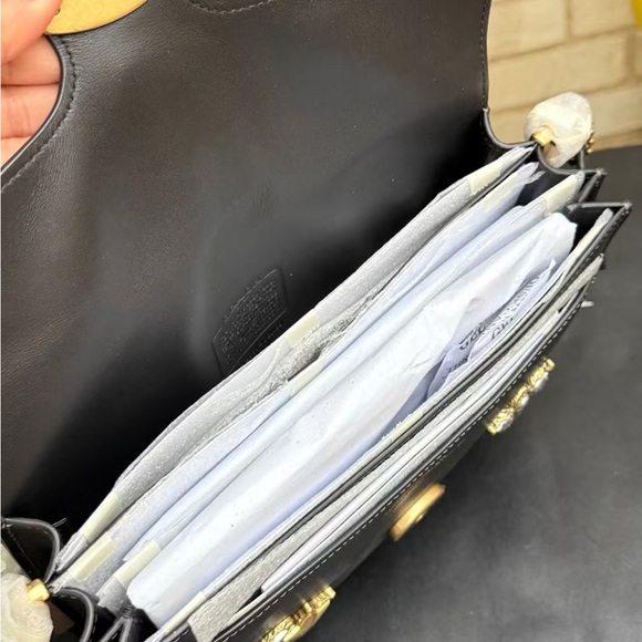 Coach Black Leather Shoulder Bag with Gold & Silver Celestial Appliqués - Picture 10 of 12